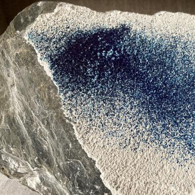 Isabelle Bonzom, Poussière d'étoiles, Stardust, buon fresco on slate stone, detail